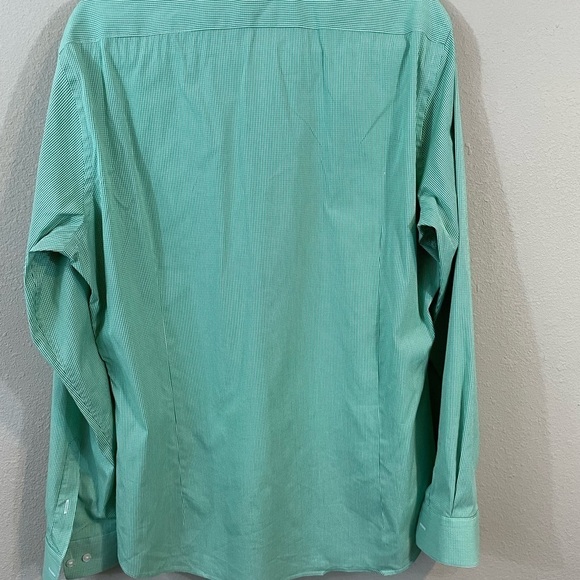 Mauro Boano green white micro check long sleeve button up shirt, sz M, altered - Picture 4 of 6